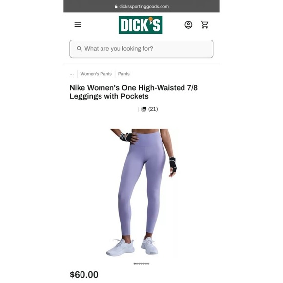 NIKE One — High Waisted 7/8 Leggings w/ Pockets SMALL Lilac Purple - NWT - Picture 9 of 14